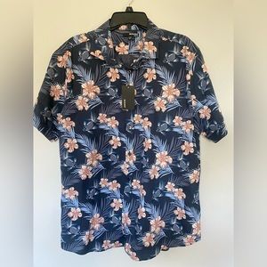 NWT Murano floral/ koi fish print Slim fit Men's Shirt XL